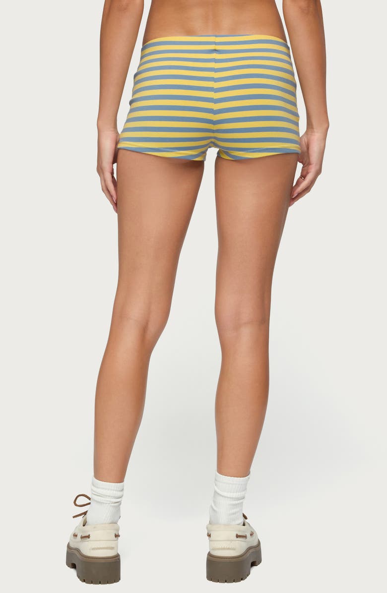 EDIKTED Isara Stripe Stretch Cotton Shorts, Alternate, color, Blue-And-Yellow