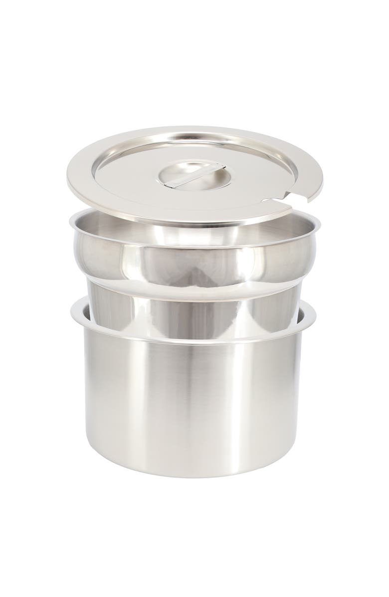 Megachef 7.4 Quart Round Stainless Steel Soup Professional Chafing Dish/Food Warmer/Buffet Server Serving Trays, Alternate, color, Silver