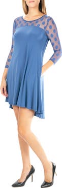 Nina Leonard Illusion High-Low Swing Dress