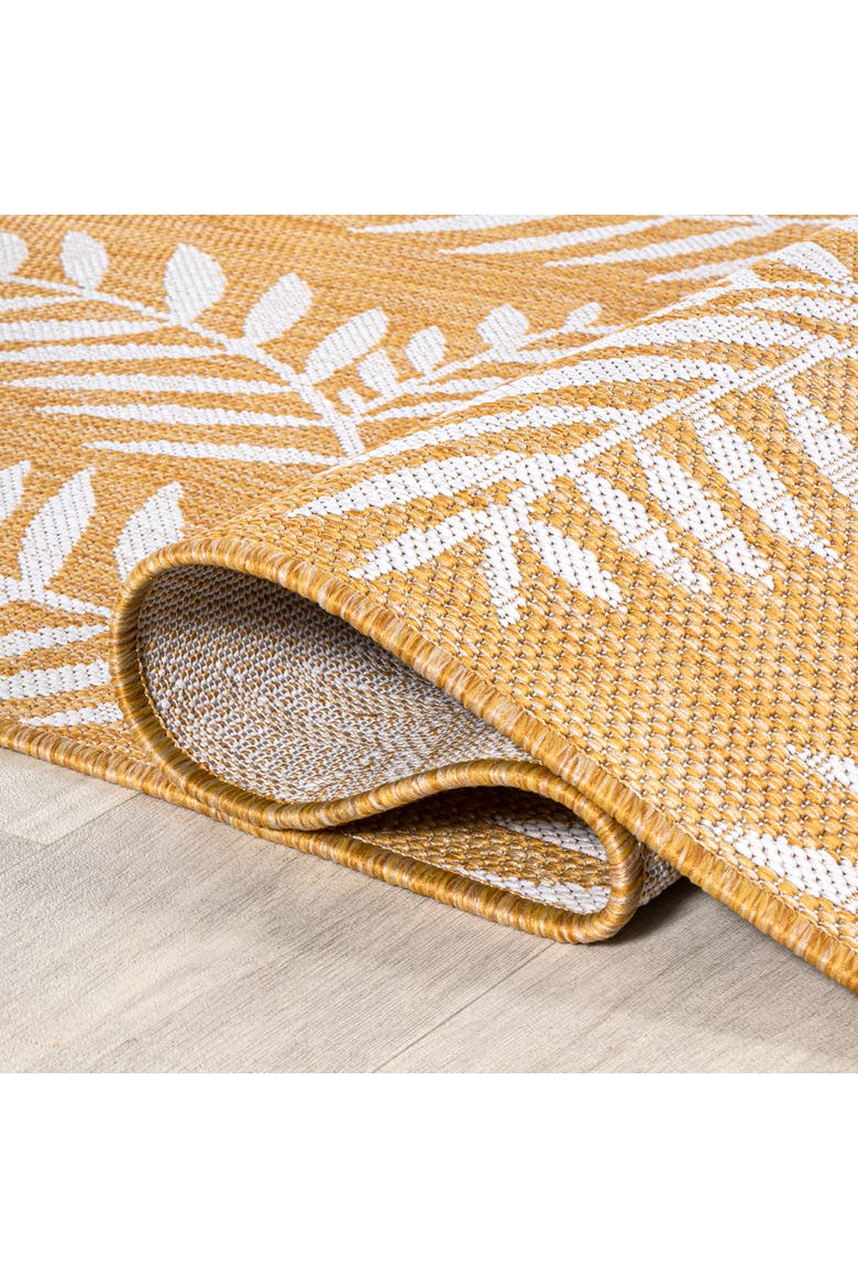 Nevis Palm Frond Indoor/Outdoor Round Area Rug, Alternate, color, Yellow/Cream