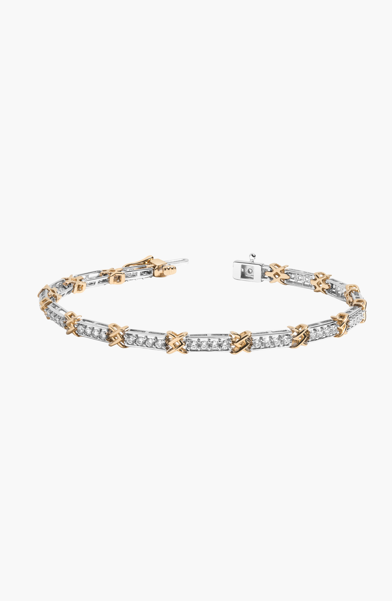 Aurate New York Lab Grown White Sapphire X Tennis Bracelet, Main, color, Yellow / White Vermeil