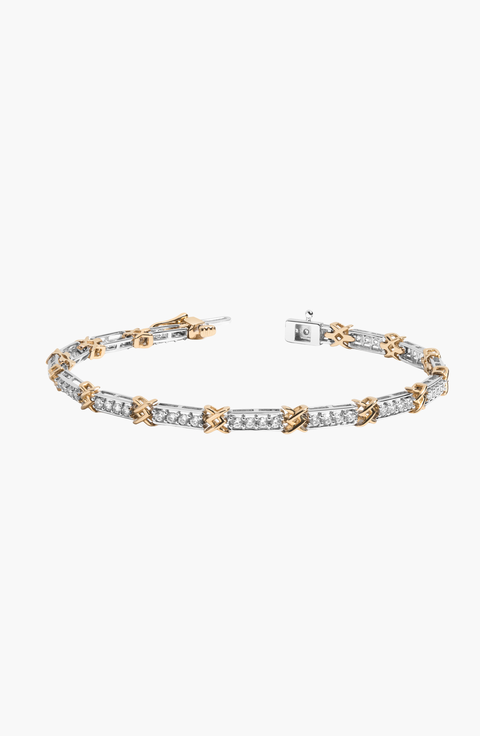 Lab Grown White Sapphire X Tennis Bracelet