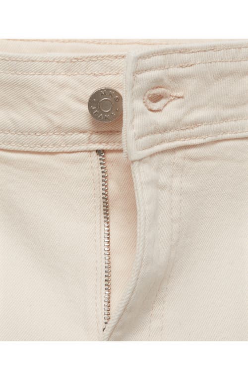 Shop Mango Catherin Raw Hem High Waist Wide Leg Culotte Jeans In Off White