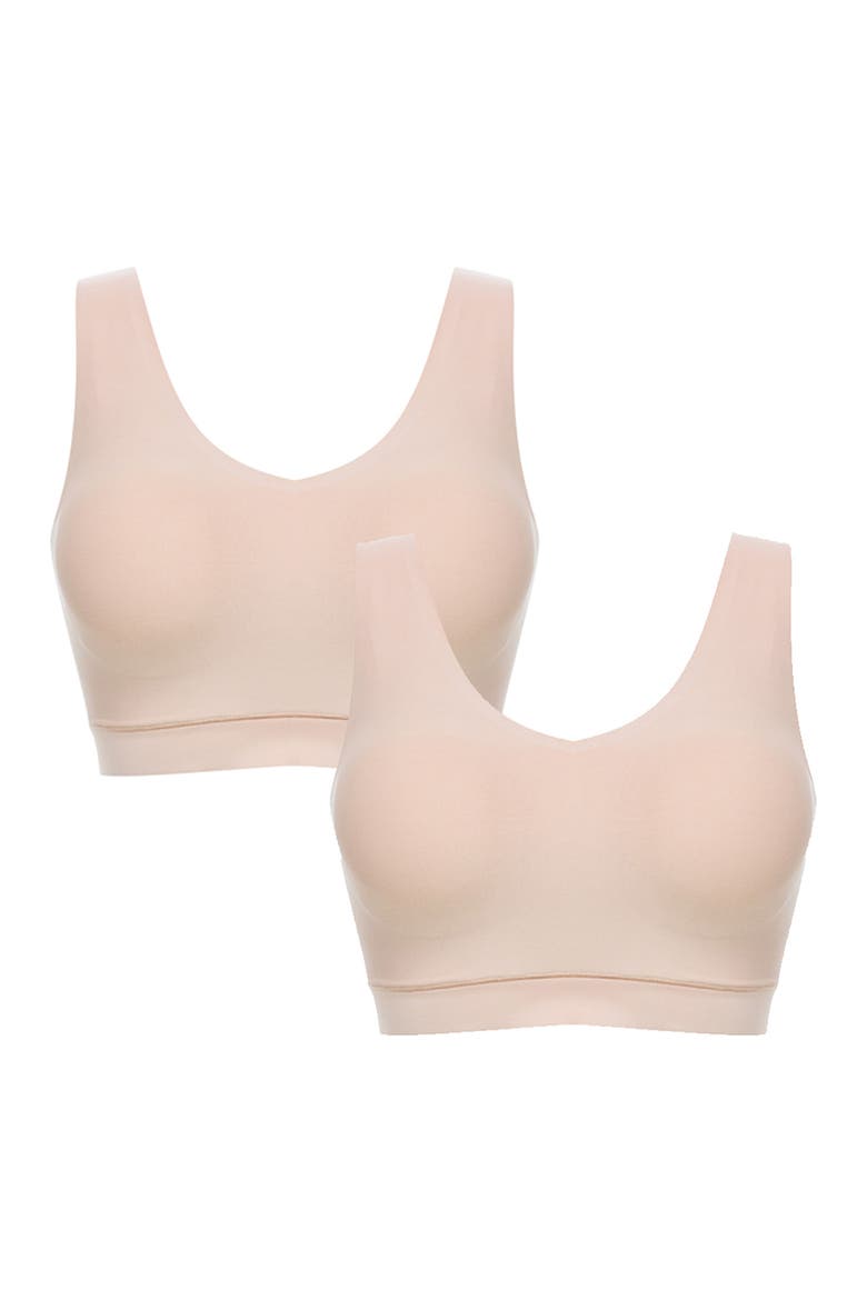 Soft Stretch 2-Pack Padded V-Neck Wireless Bras, Main, color, NUDE