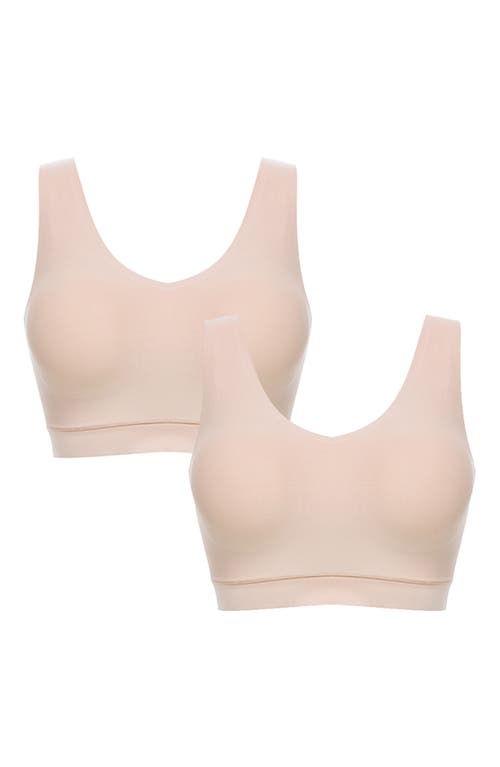 Chantelle Lingerie Soft Stretch 2-Pack Padded V-Neck Wireless Bras in Nude at Nordstrom, Size X-Small