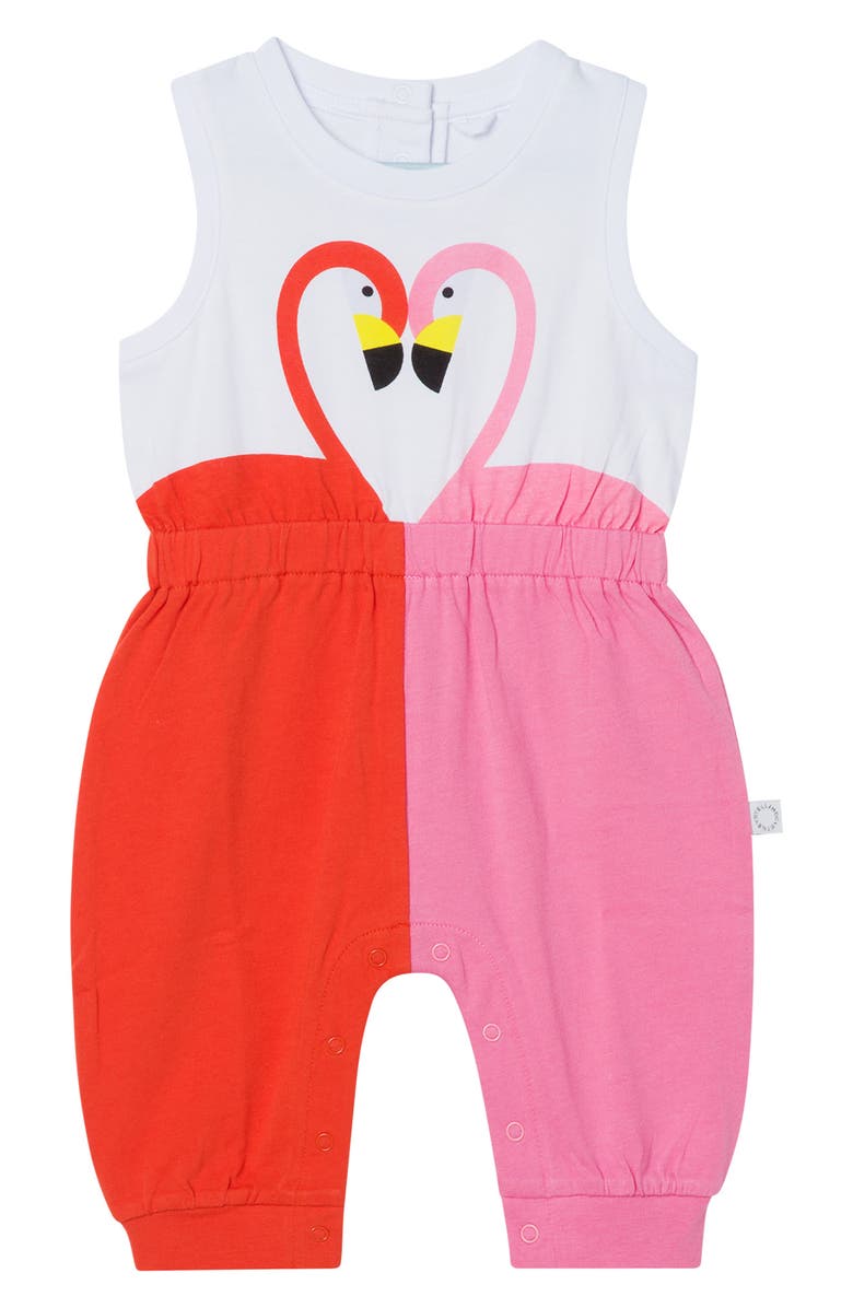 Stella McCartney Kids Stella McCartney Flamingo Cotton Jersey Romper, Main, color,