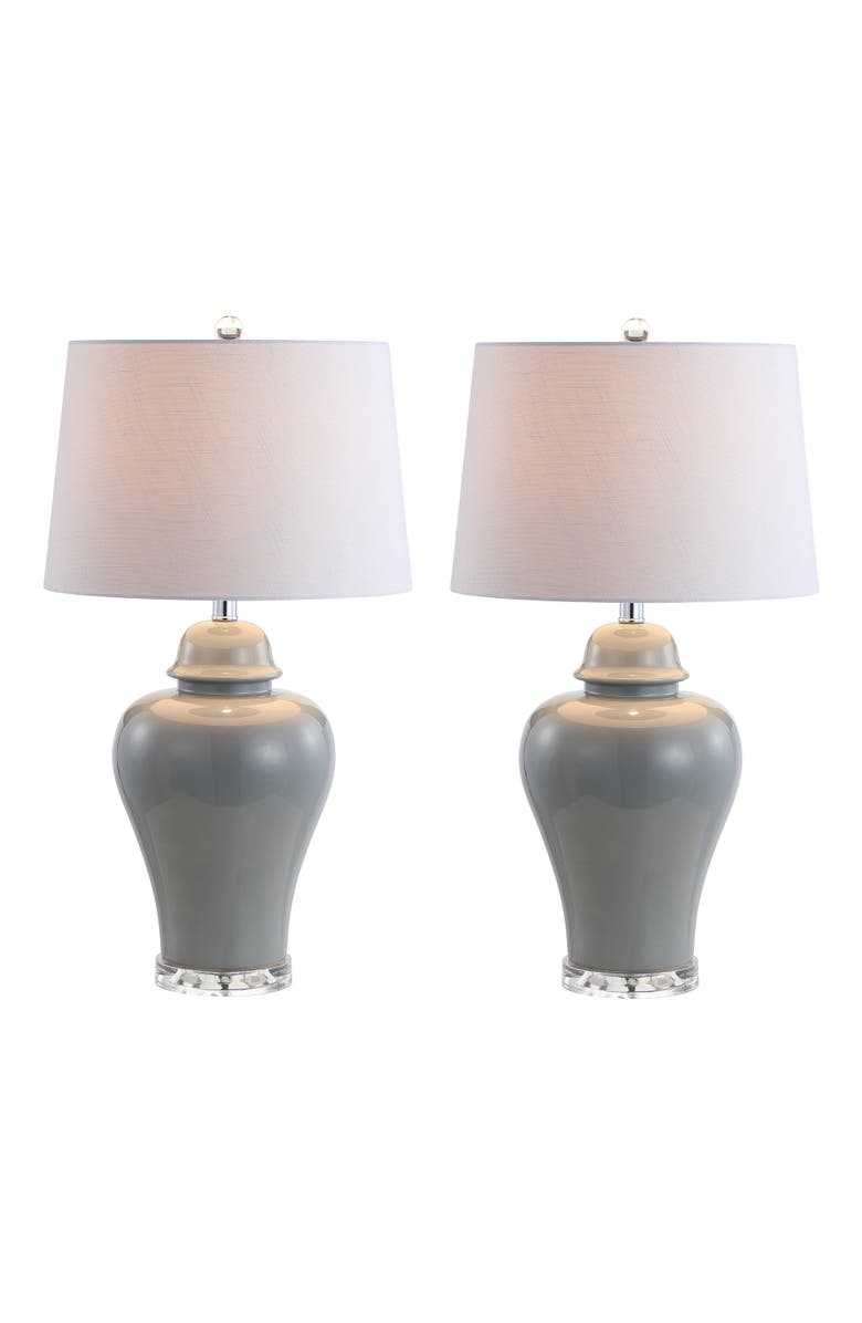 JONATHAN Y Winnie 27" Ceramic Urn LED Table Lamp, Main, color, Gray