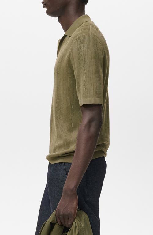 Mango Rib Johnny Collar Polo In Green