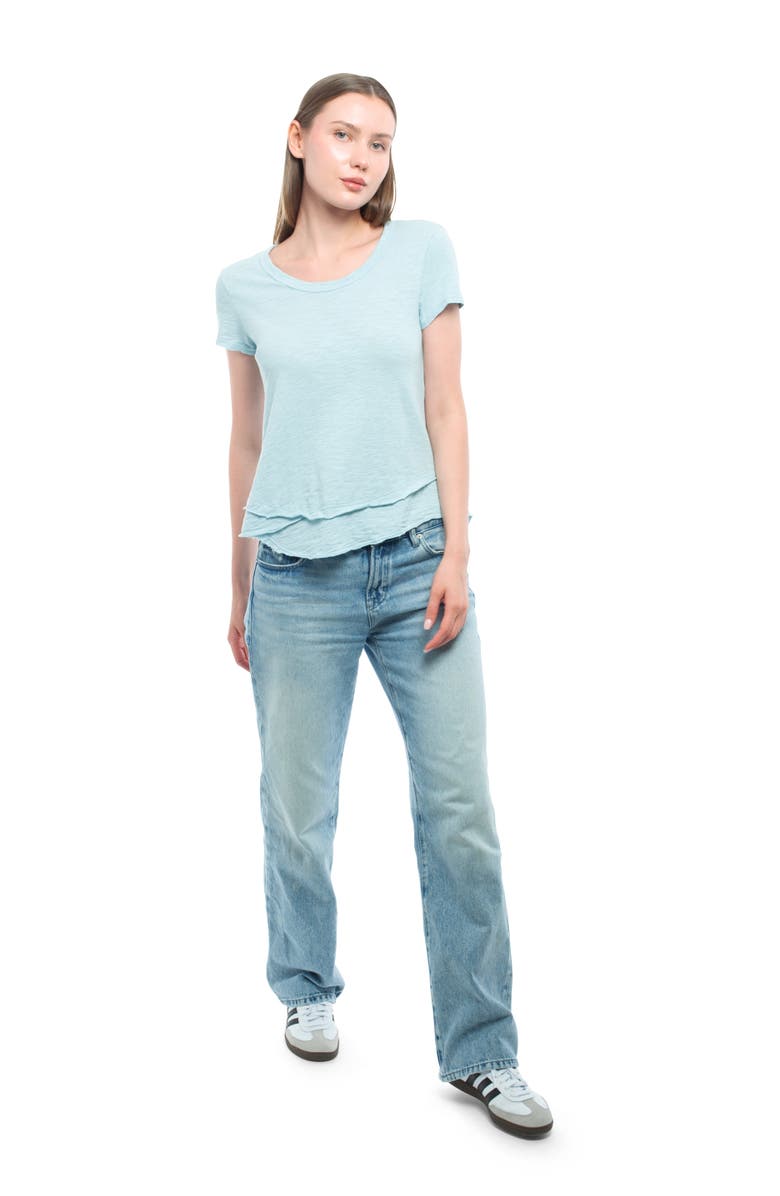 WILT Clothing Short Sleeve Mock Layer Tee, Alternate, color, White