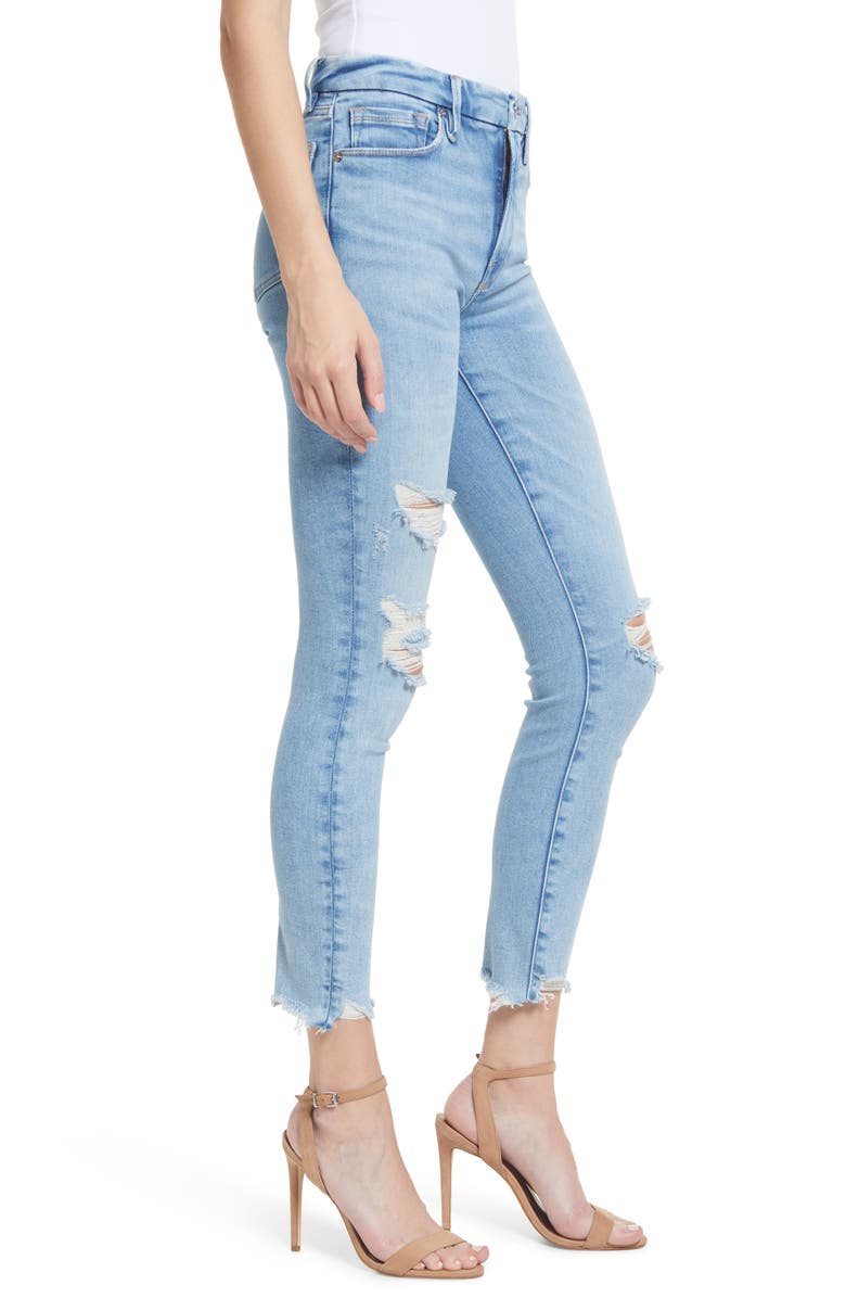 Good American Good Legs Chewed Hem Skinny Jeans, Alternate, color,