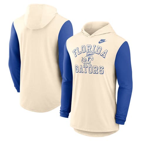 Men's Nike Natural/Royal Florida Gators Legacy Color-Block Tri-Blend Performance Long Sleeve Hoodie T-Shirt
