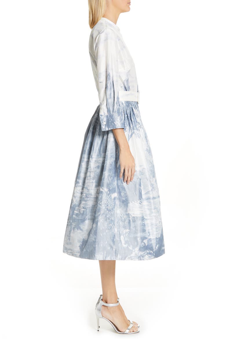 Toile Print Silk Shirtdress, Alternate, color, BLUE/ WHITE