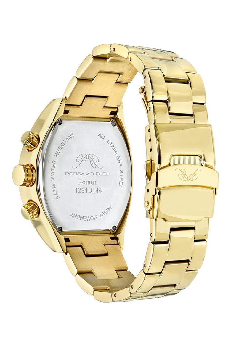 Roman Chronograph Bracelet Watch, 42mm, Alternate, color, GOLD