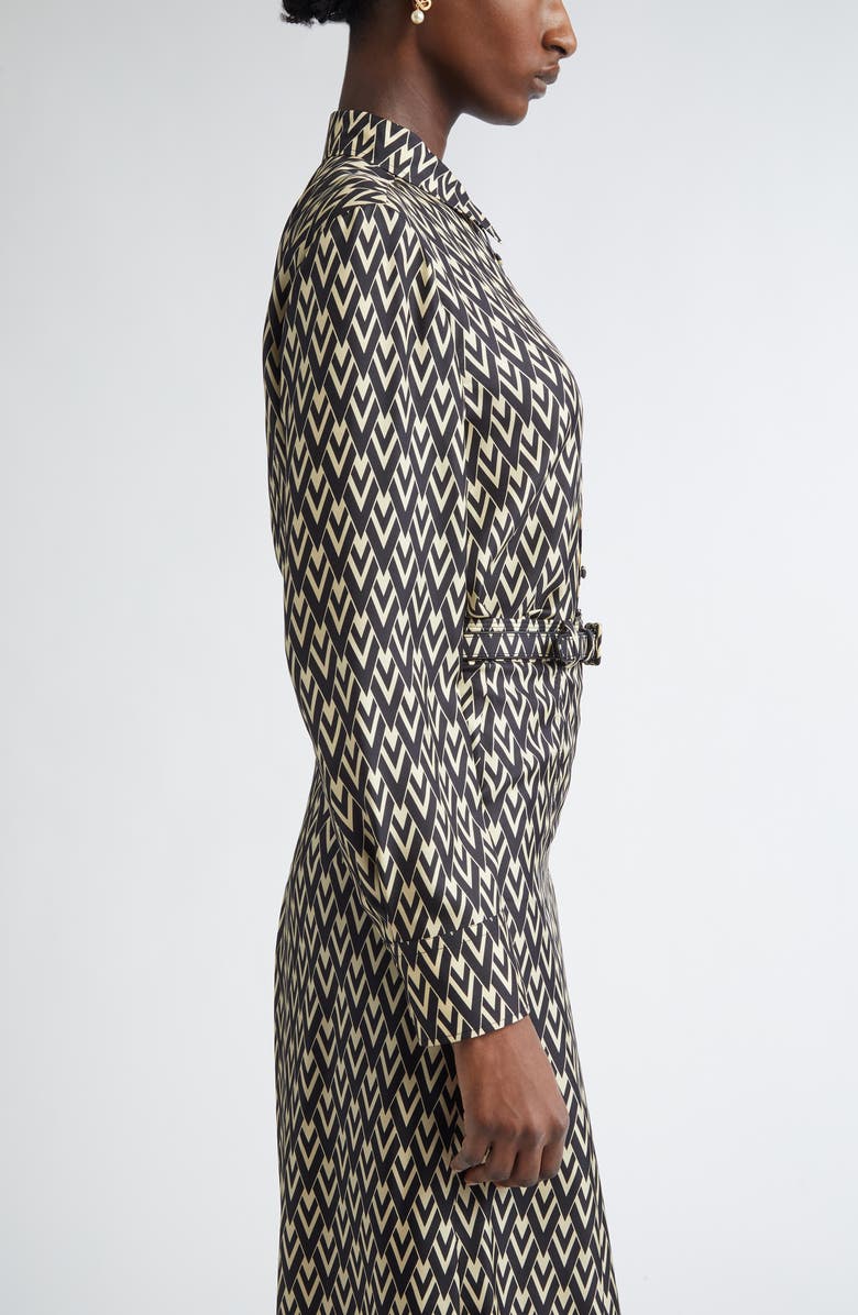 Valentino Garavani Toute la V Silk Twill Button-Up Shirt, Alternate, color, 