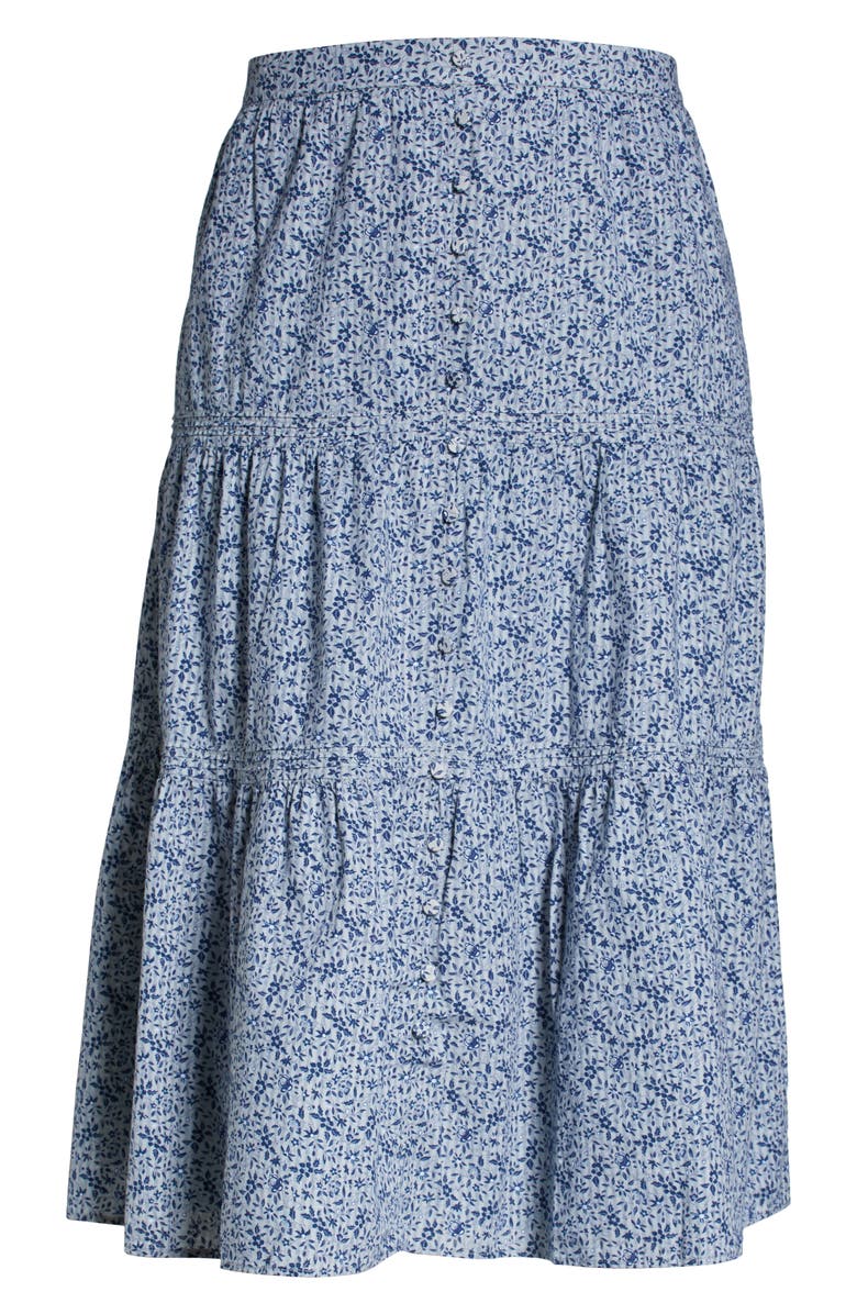 Madewell Florentine Floral Button Front Tiered Maxi Skirt, Alternate, color, 