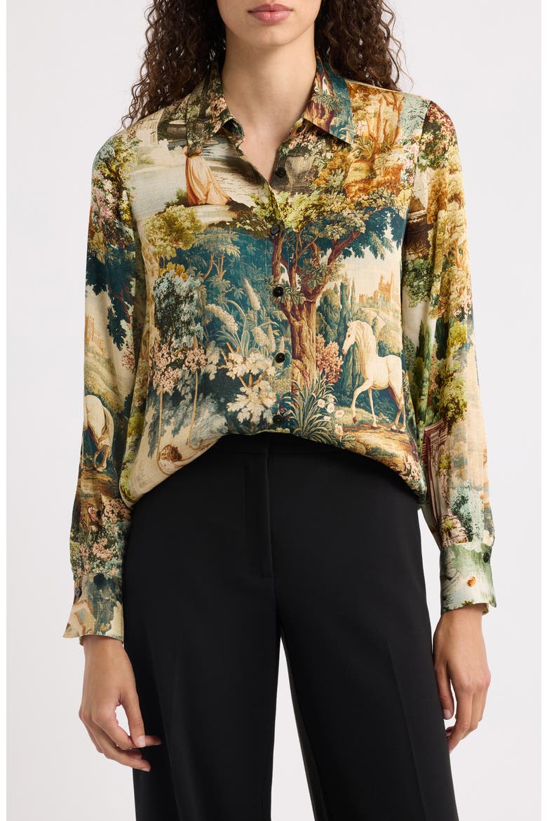 Madeline Printed Silk Blend Shirt, Main, color, ROMAN GARDEN