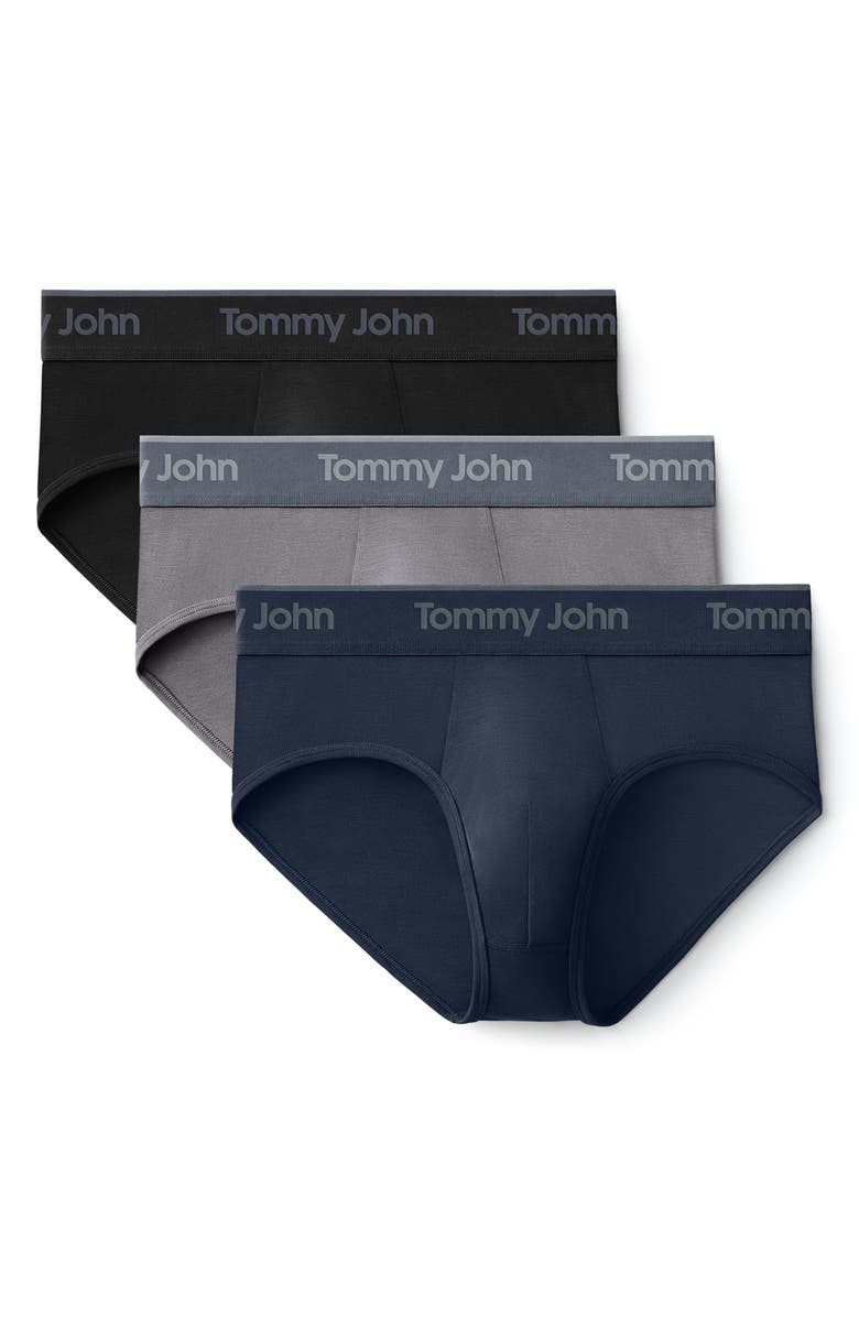 Tommy John Second Skin Modal Briefs, Main, color, Black/ Med Grey/ Dress Blues