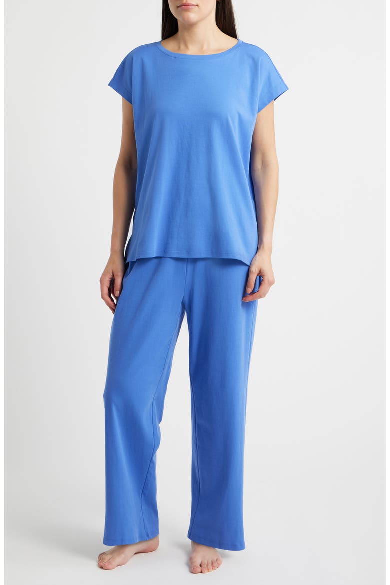 Jewel Neck Organic Cotton Pajama Top, Alternate, color, BLUE STAR