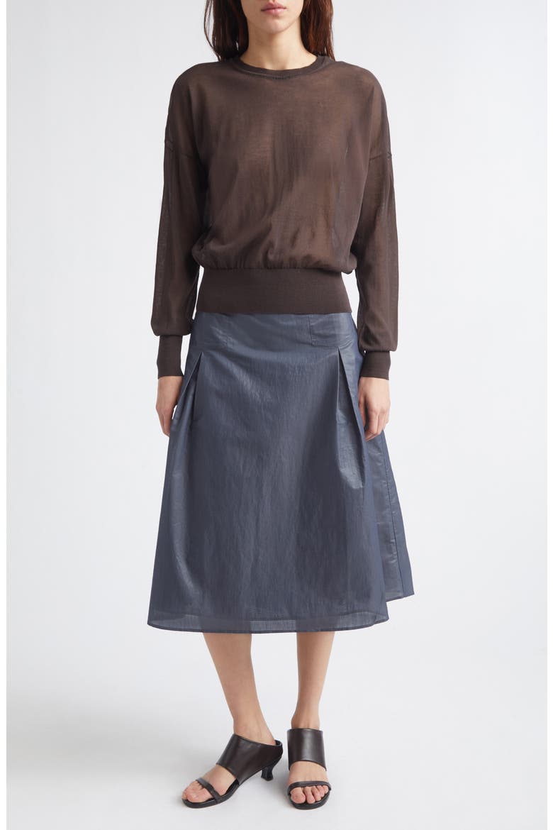Leds Sheer Organic Cotton Blend Sweater, Alternate, color, BROWN