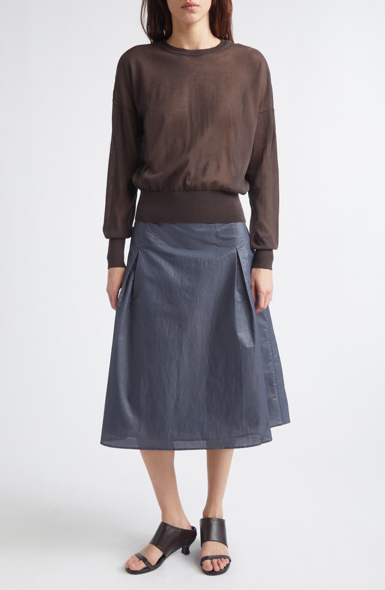 Paloma Wool Leds Sheer Organic Cotton Blend Sweater, Alternate, color, Brown