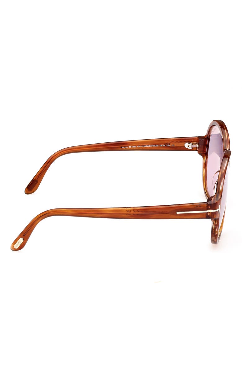 TOM FORD 59mm Round Sunglasses, Alternate, color, Shiny Light Brown / Violet
