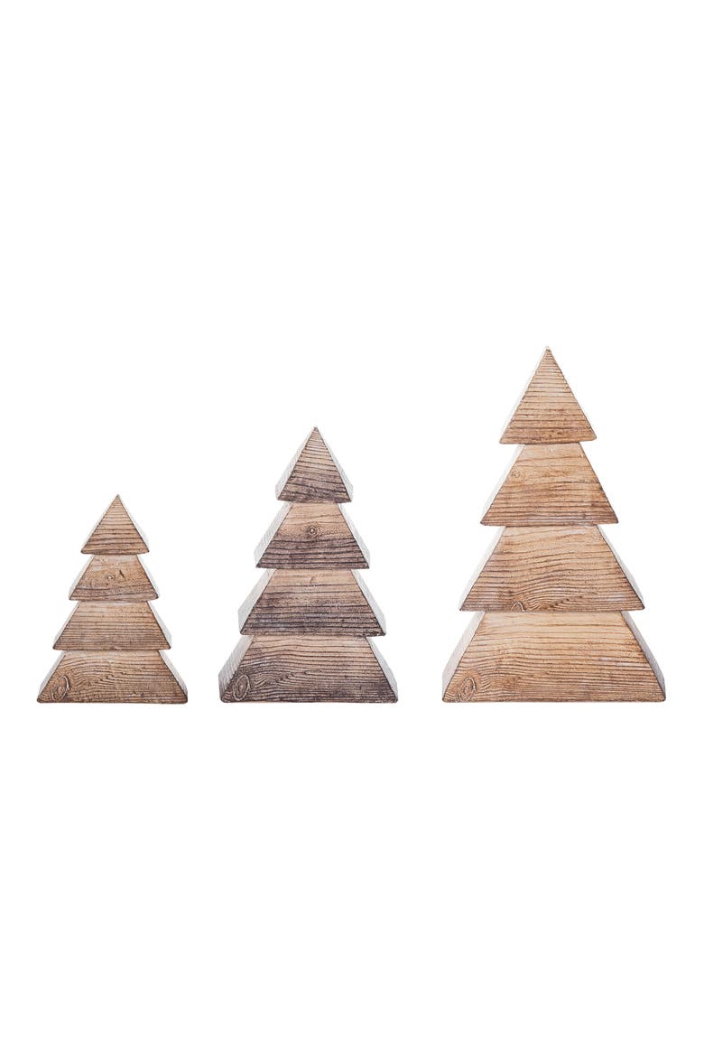Resin Brown Christmas Textured Tree Set of 3, Main, color, Brown
