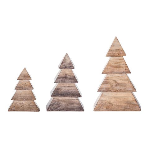 Resin Brown Christmas Textured Tree Set of 3