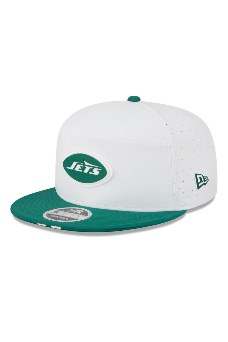 Men's New Era  White/Green New York Jets 2025 NFL Training Camp Split Panel 9FIFTY Snapback Hat, Main, color, White