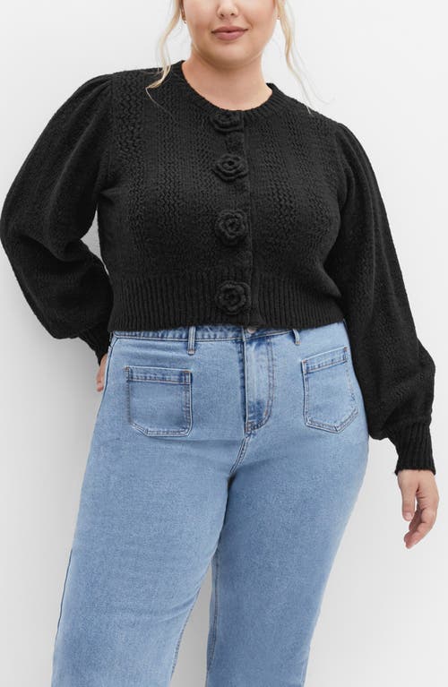 City Chic Winnie Crop Cardigan In Black