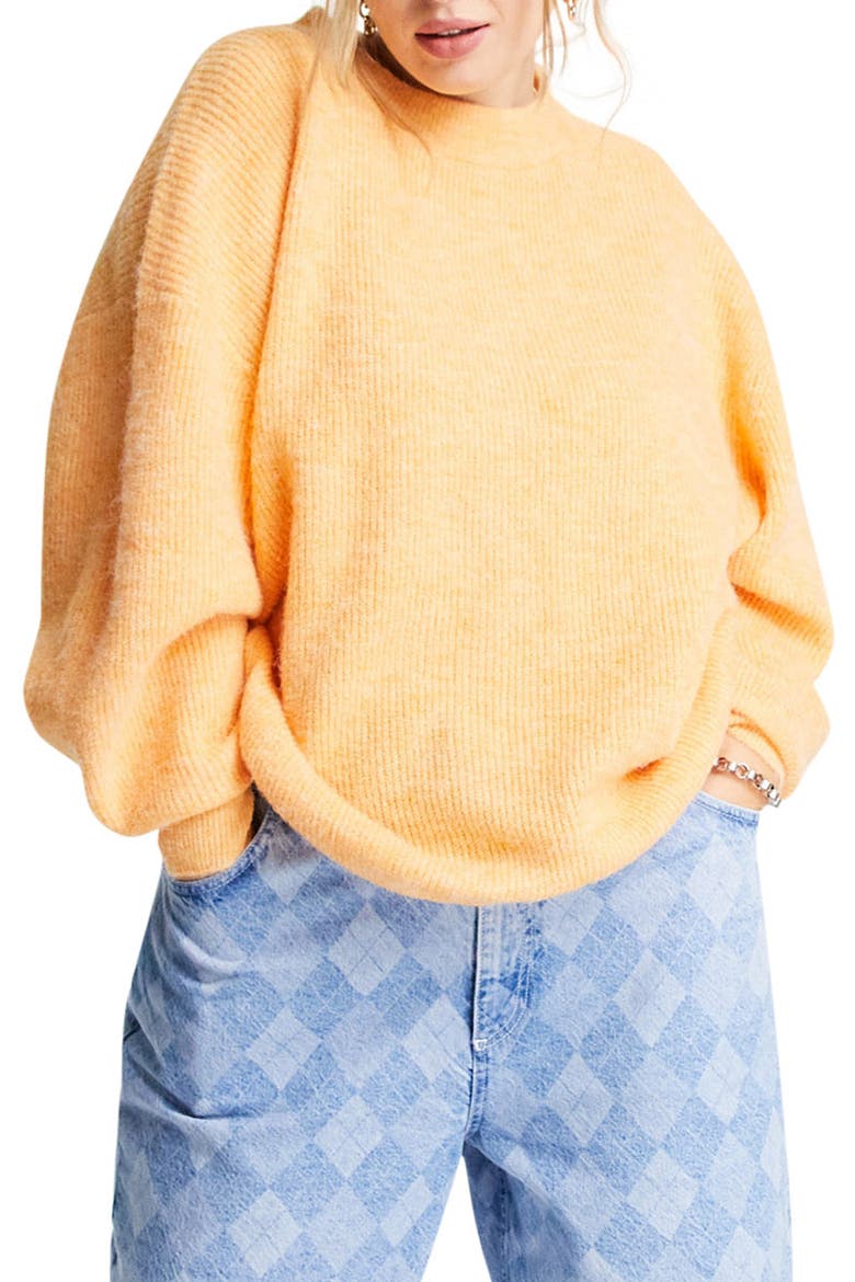 Curve Crewneck Sweater, Main, color, ORANGE