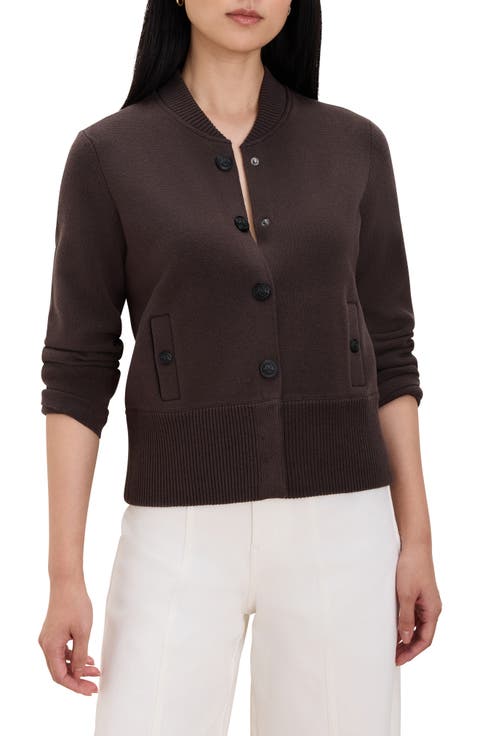 Cotton Blend Milano Knit Bomber Jacket