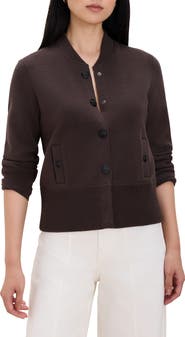 NIC+ZOE Cotton Blend Milano Knit Bomber Jacket