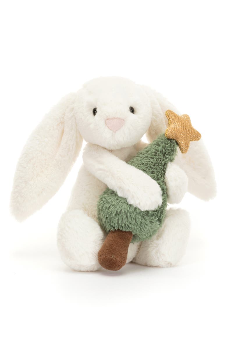 Jellycat Bashful Bunny with Christmas Tree Stuffed Animal, Main, color, 