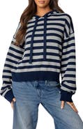 EDIKTED Stripe Hooded Cotton Sweater