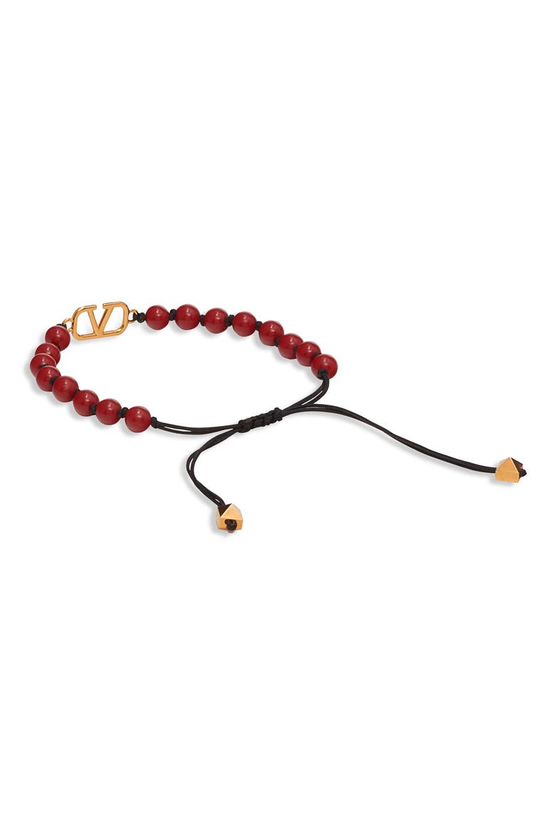 Men's VLOGO Beaded Bracelet, Alternate, color, CORALLO/ NERO