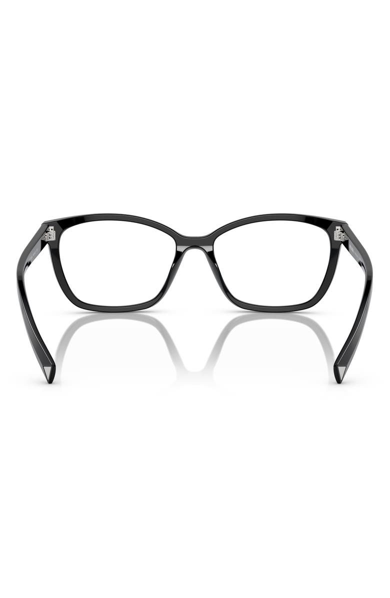 Prada 53mm Rectangular Optical Glasses, Alternate, color, Black
