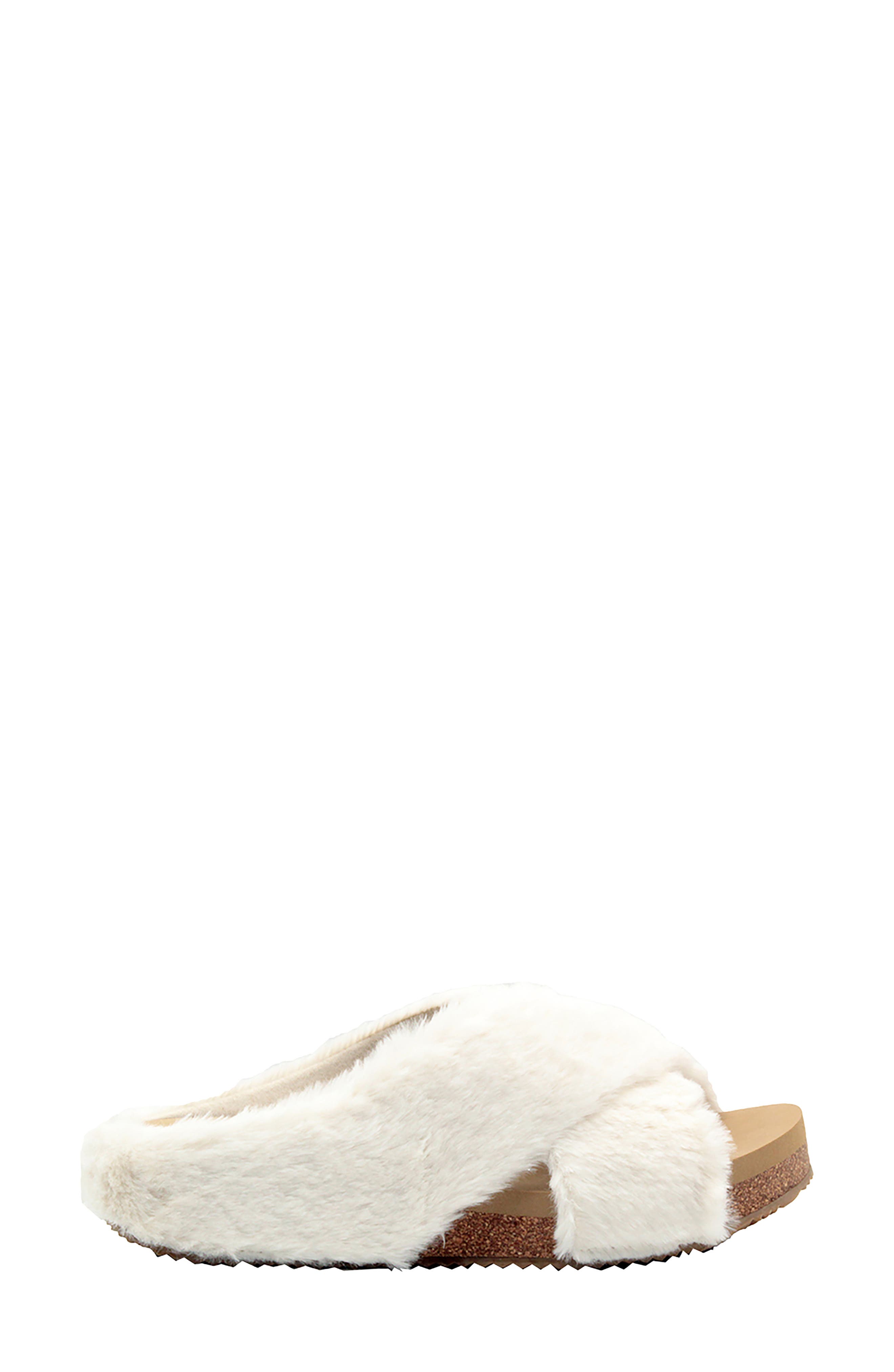Volatile Rees Faux Fur Platform Sandal, Alternate, color, Oat