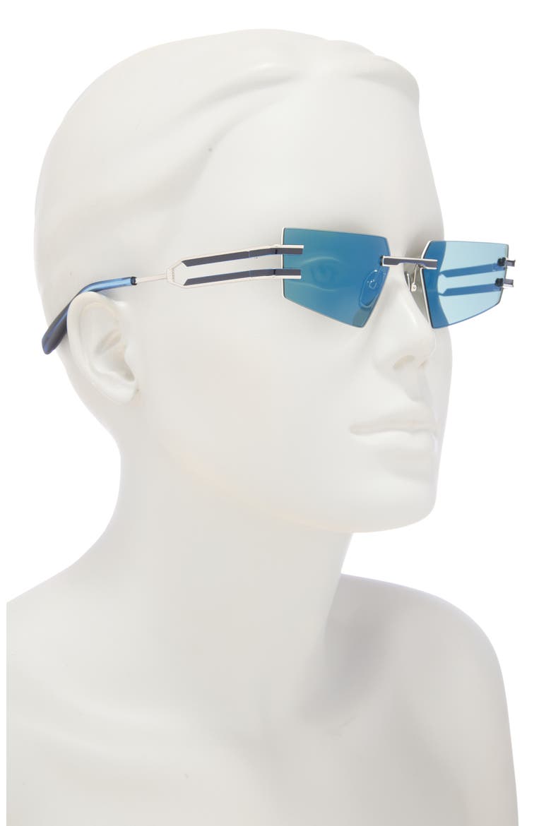 54mm Rimless Novelty Sunglasses, Alternate, color, SILVER SILVER BLUE