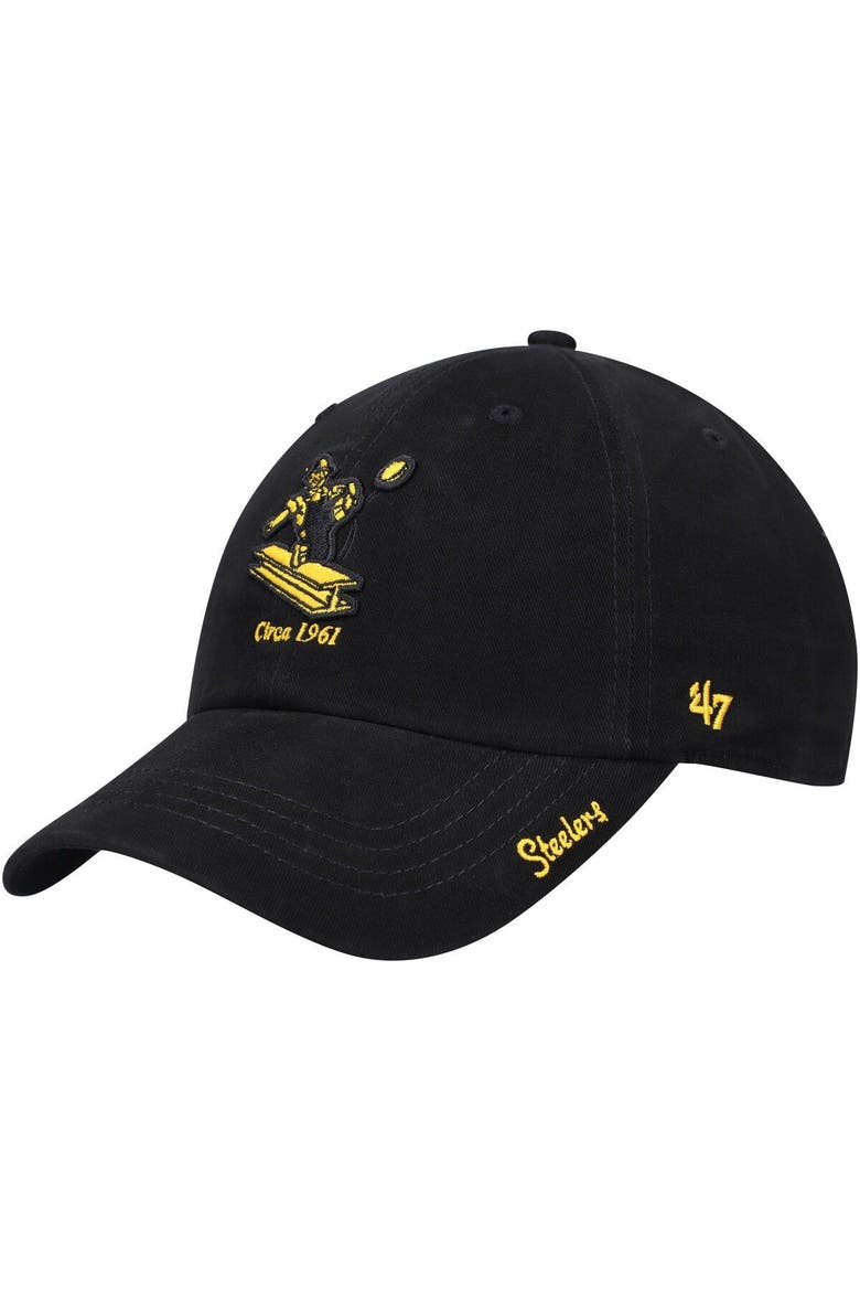 Women's '47 Black Pittsburgh Steelers Miata Clean Up Legacy Adjustable Hat, Main, color, Black
