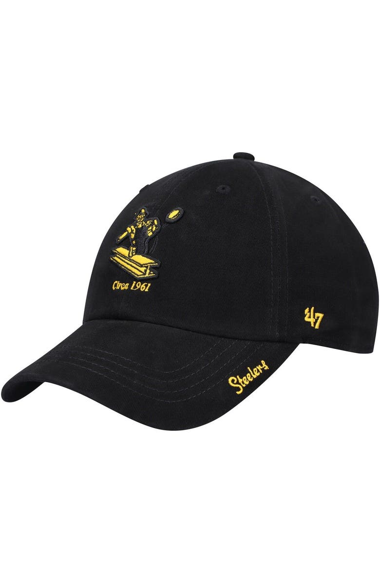 '47 Women's '47 Black Pittsburgh Steelers Miata Clean Up Legacy Adjustable Hat, Main, color, Black