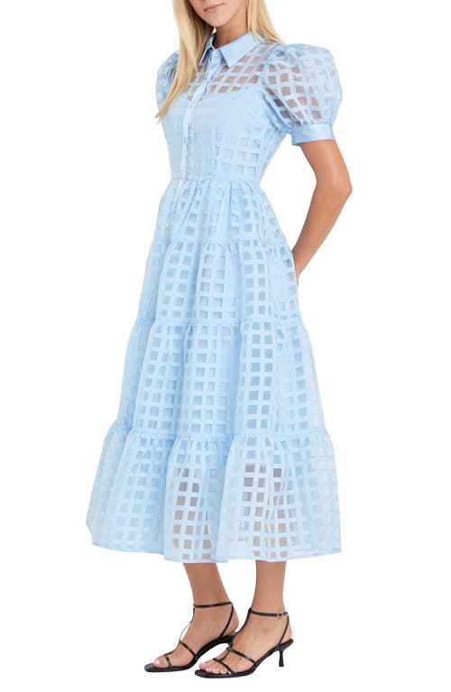 ENGLISH FACTORY ENGLISH FACTORY GRID PATTERN TIERED MIDI SHIRTDRESS