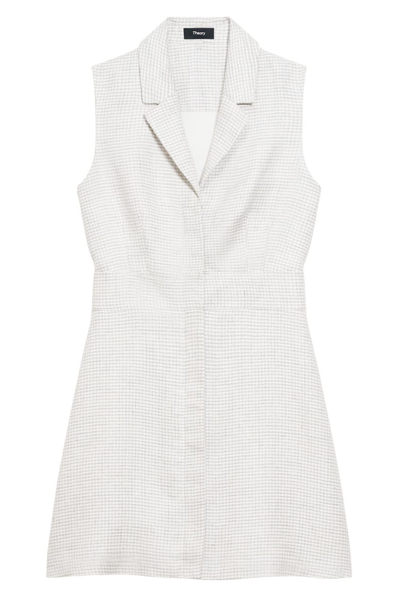 Micro Houndstooth Linen Blend Minidress, Alternate, color, WHITE MULTI