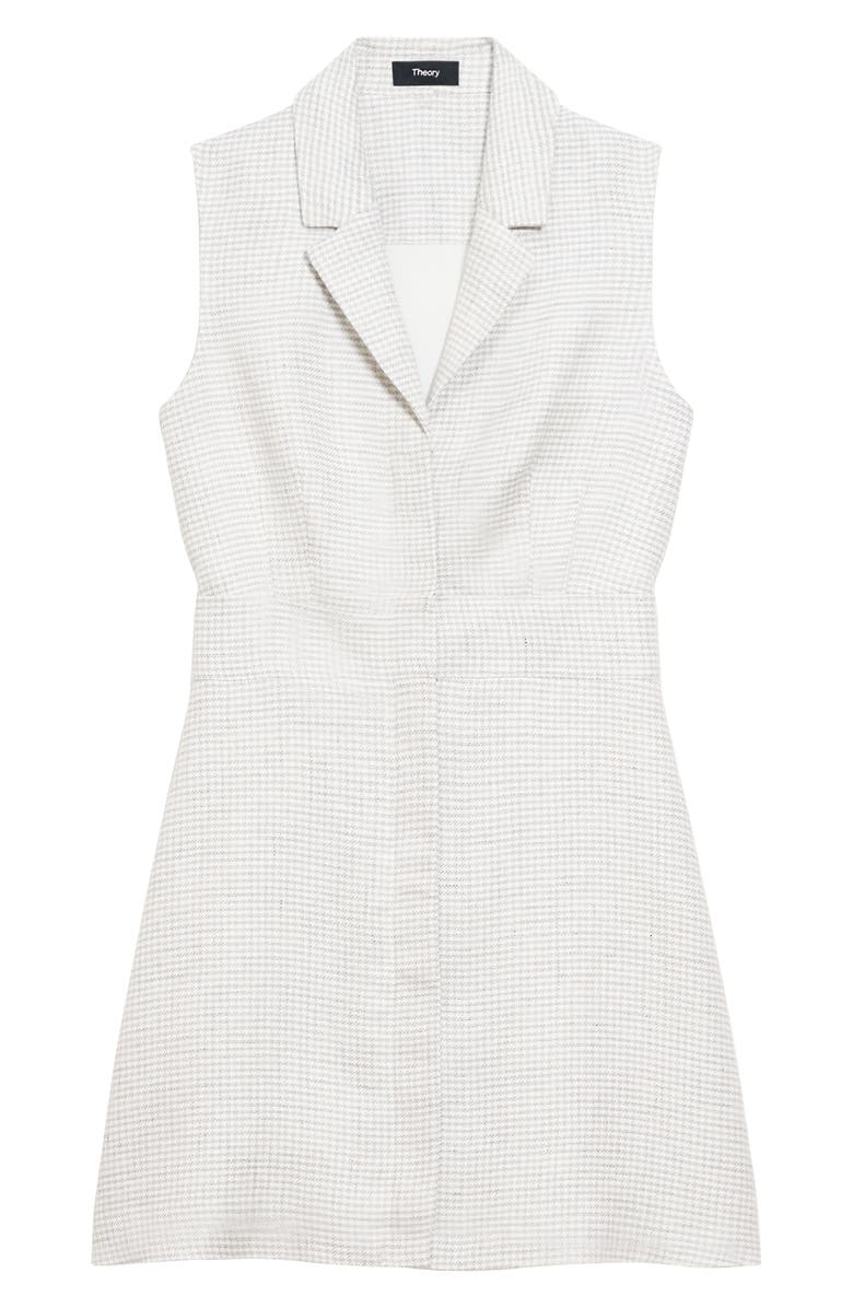Theory Micro Houndstooth Linen Blend Minidress, Alternate, color, White Multi