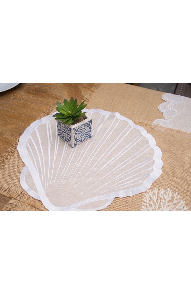 C&F Home Shells Cutwork Clear Sheer Set of 6 Round Placemats 17", Alternate, color, Blue