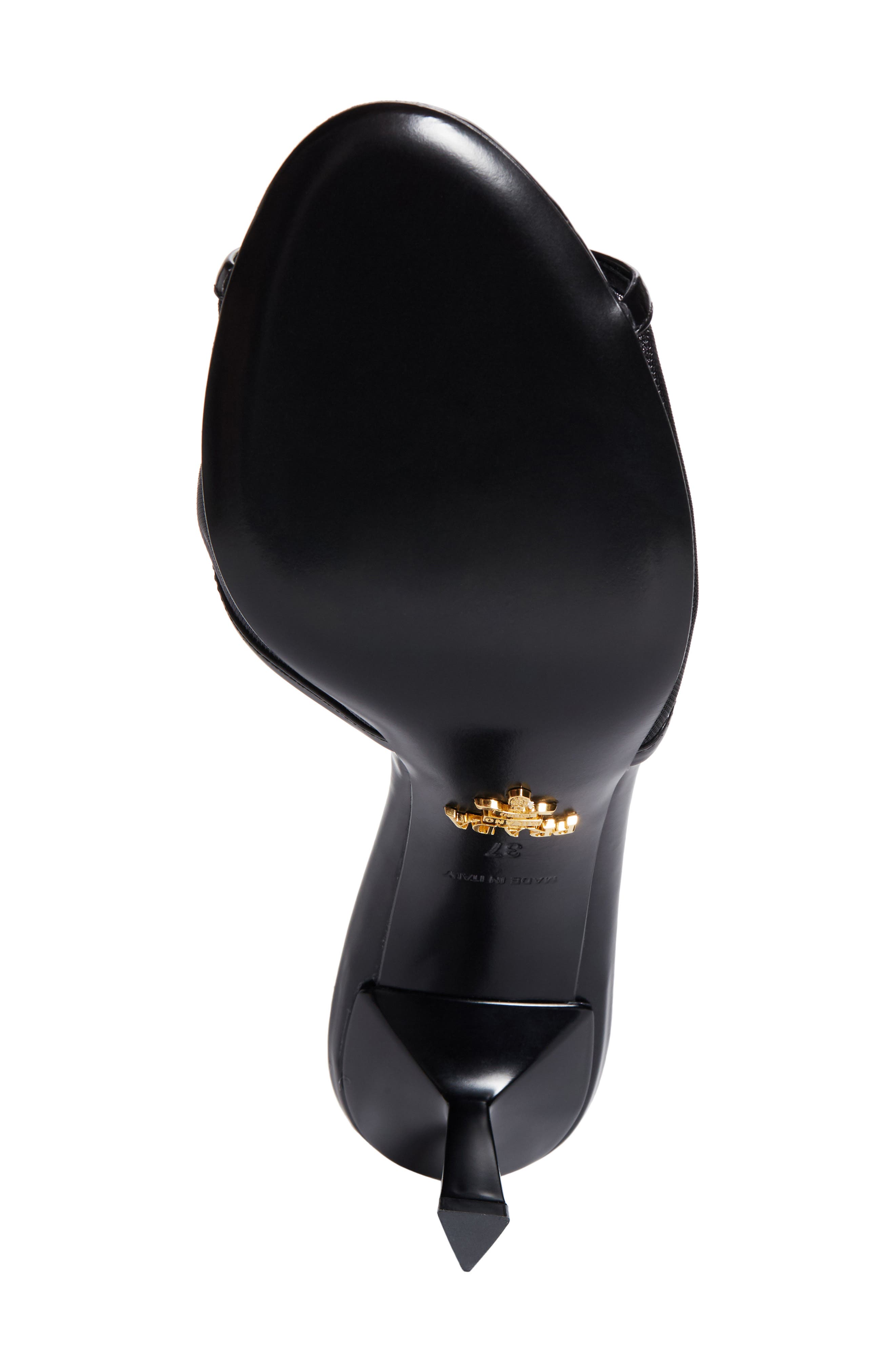 Prada Triangle Logo Mesh Slide Sandal, Alternate, color, Nero