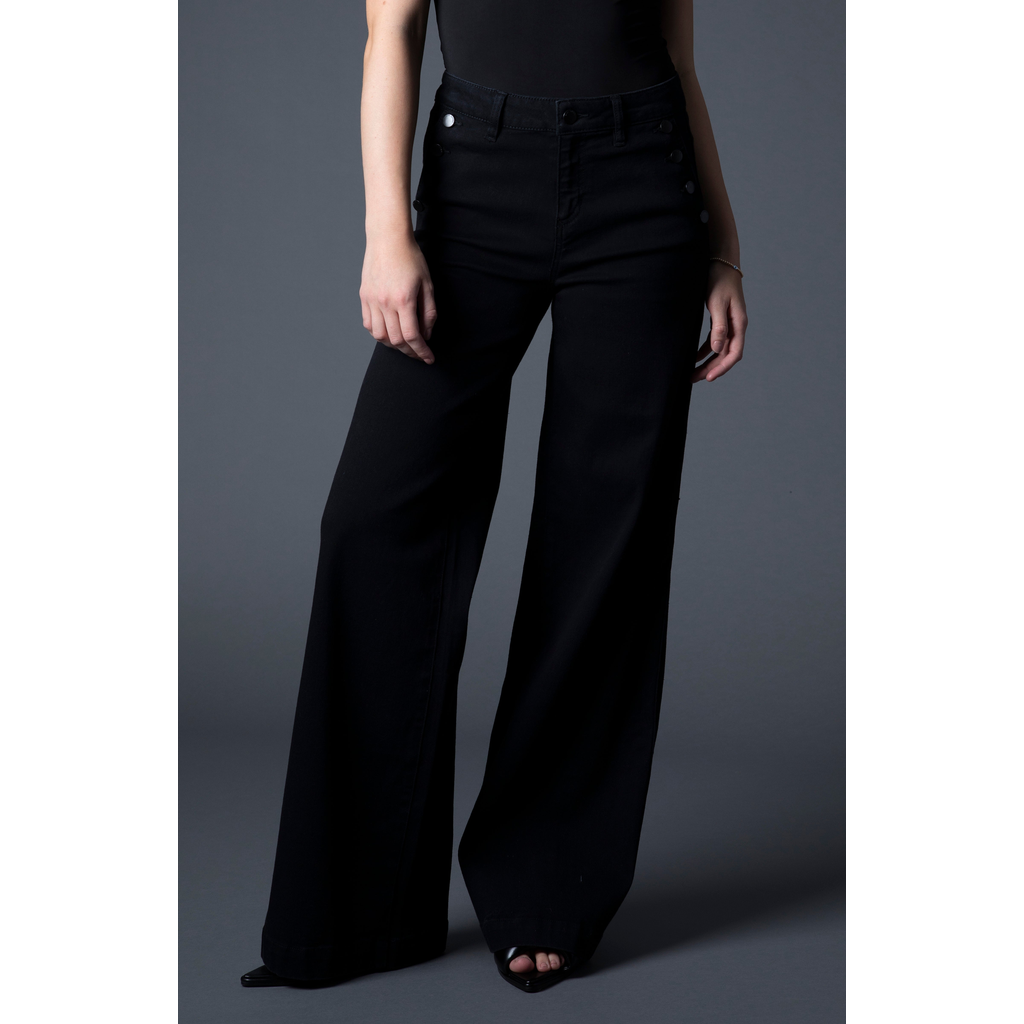 Blue Revival Selena Recycled Wide Leg Trouser In Black Rinse