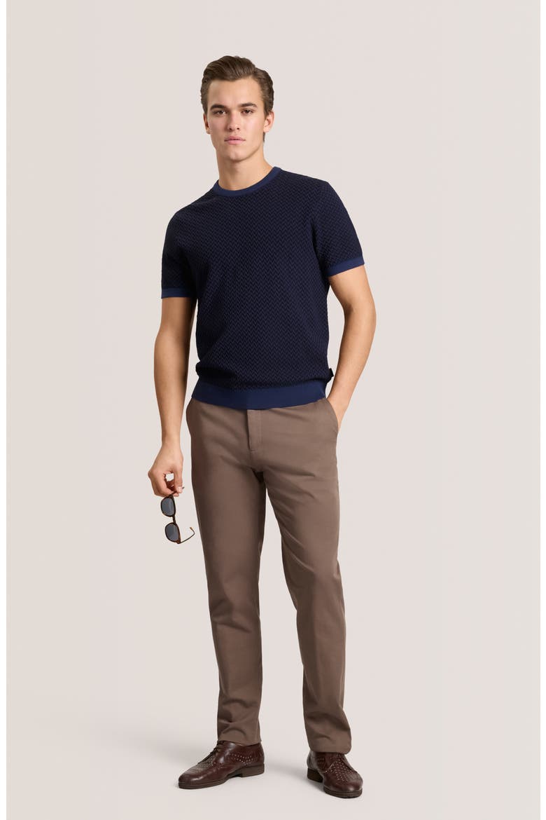 Herringbone Short Sleeve Knit Sweater, Alternate, color, SKY CAPTAIN