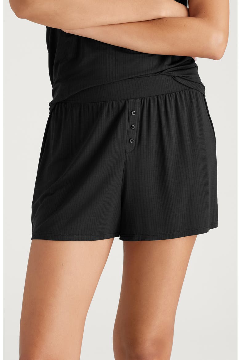Luxe Rib Pajama Shorts, Main, color, BLACK