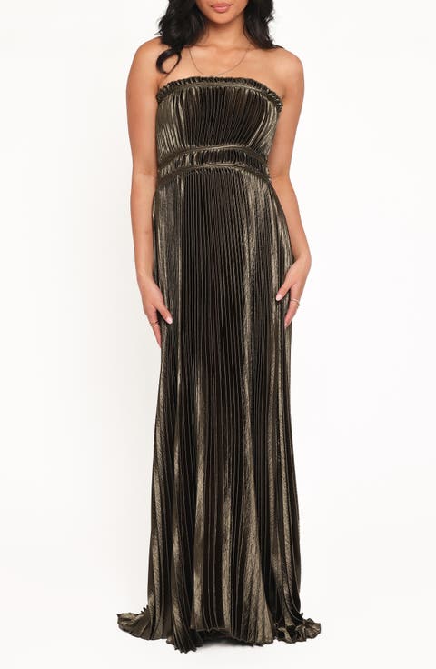 Angelique Strapless Pleated Maxi Dress
