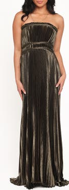 Petal & Pup Angelique Strapless Pleated Maxi Dress